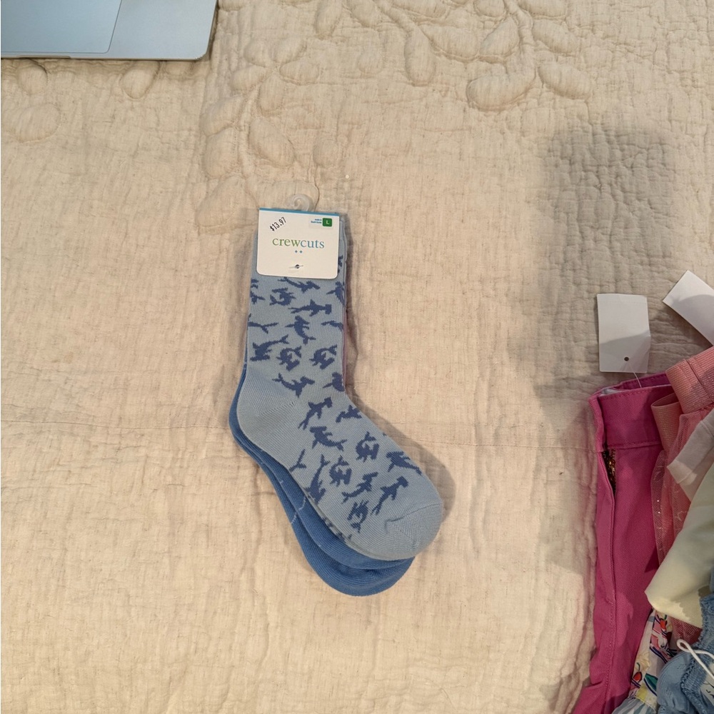 Crewcuts Light Blue Socks with Dark Blue Pattern
